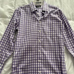 Nordstrom button front shirt men’s M trim fit purple white plaid